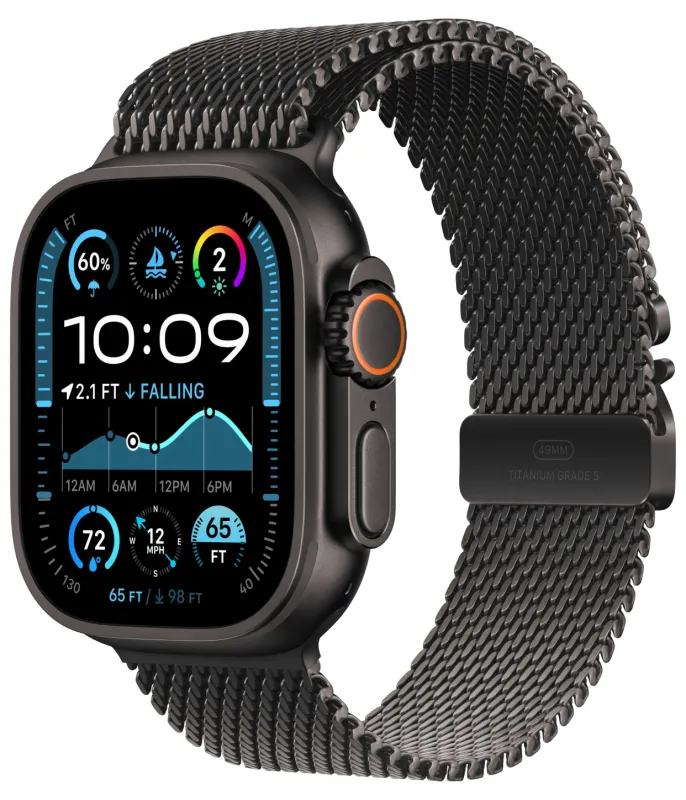 Apple Watch Ultra 2 2024 49 мм, ремешок Milanese черного цвета, размер S